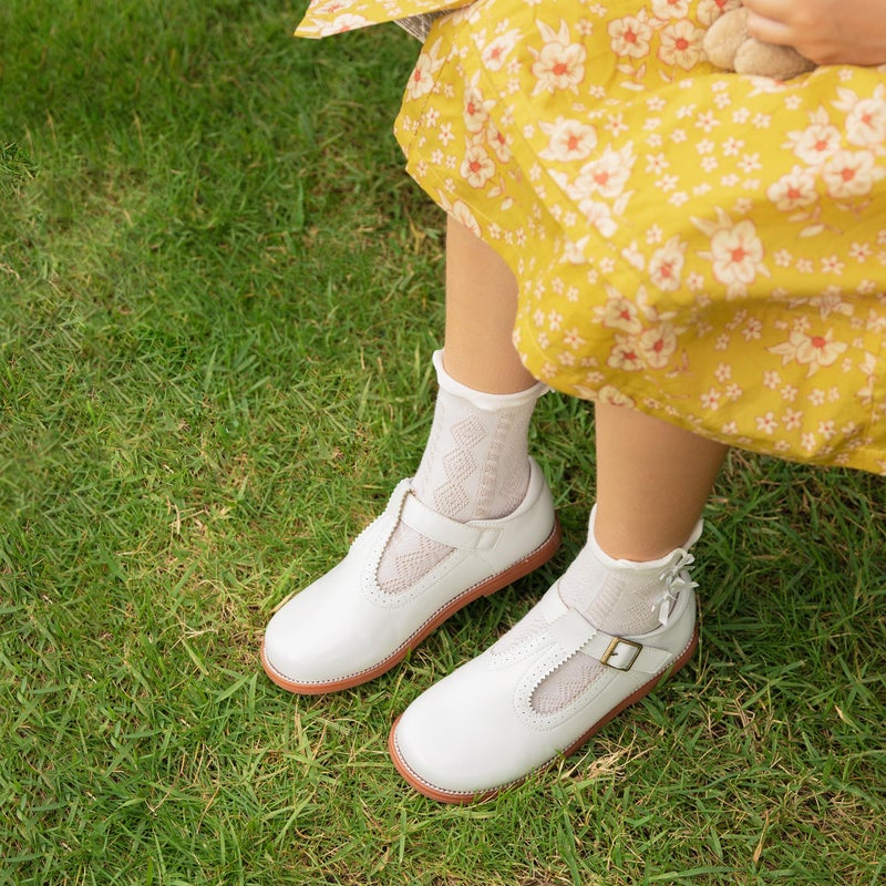 Felix & Flora Toddler Little Girl White Mary Jane Dress Shoes - Ballet Flats for Easter Flower Girl Party School Shoes(White,9 Toddler) - Image 3